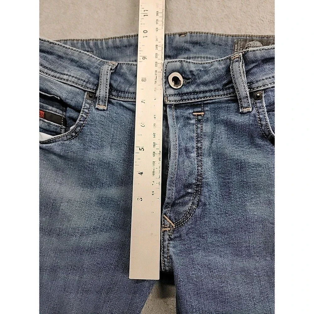 Diesel Jeans Straight Mens 30 29x32 Slim Skinny Sleenker Distressed Blue Stretch